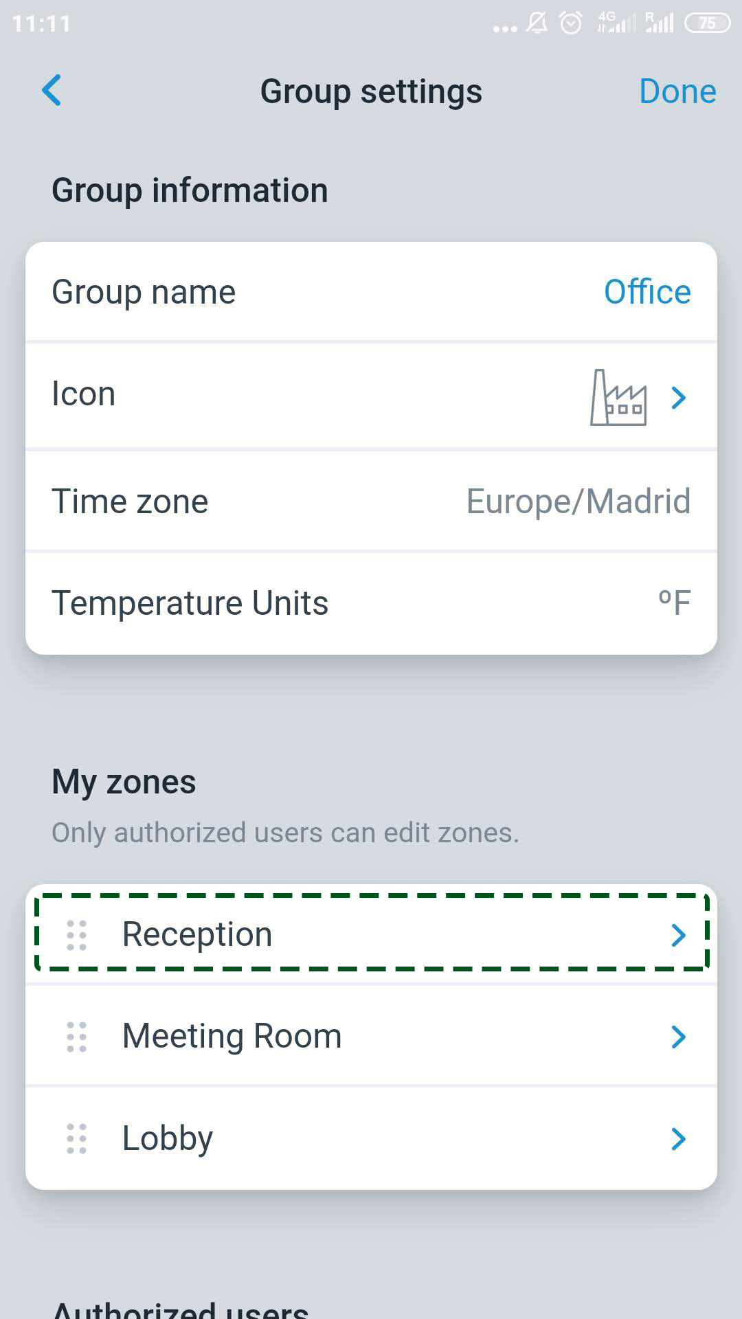 Manage groups - zone